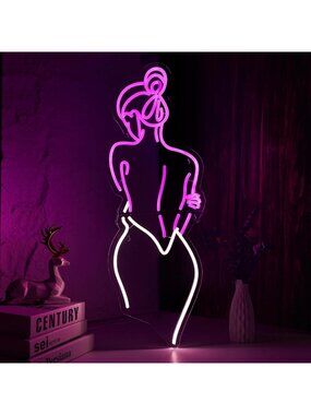 Large Pink LED Neon Wall Sign - Smart Plug Timer Compatible, USB-Powered Decor